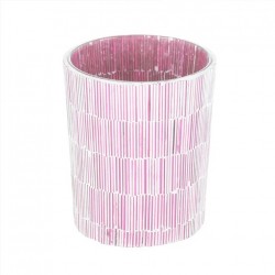 Portavelas rosa cristal 10x13cm