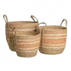 S/3 CESTOS NATURAL-NARANJA 38 X 38 X 33 CM