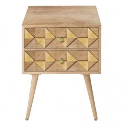 Mesita natural-oro PAULONIA