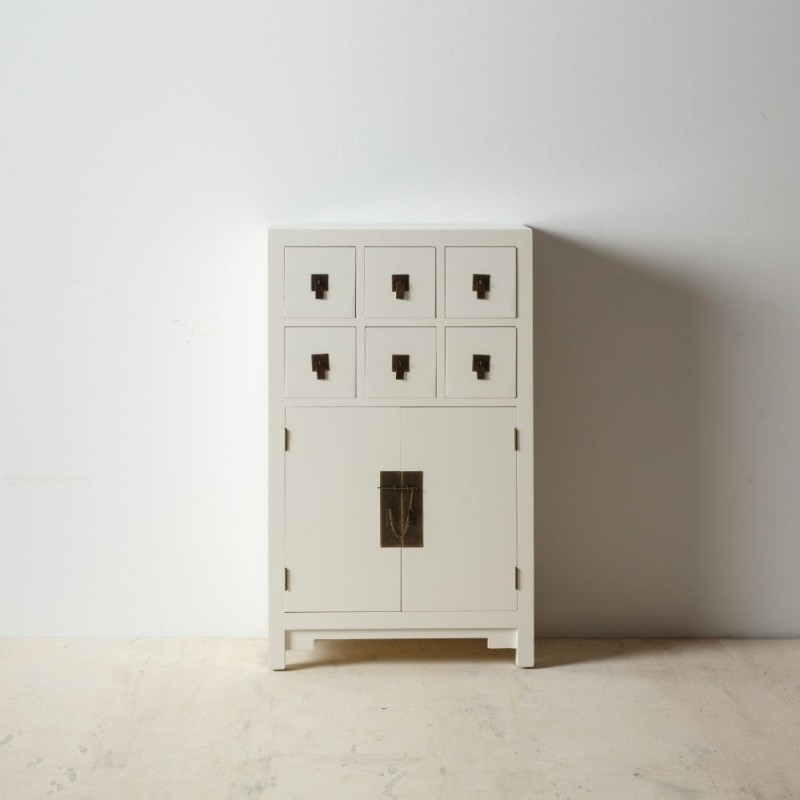 Mueble auxiliar blanco y madera 90x45x135cm
