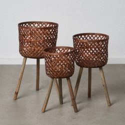 S/3 Maceteros marrón bambú 37x69cm