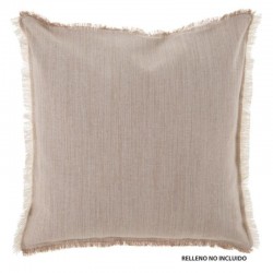 Cojín beige/marrón flecos...