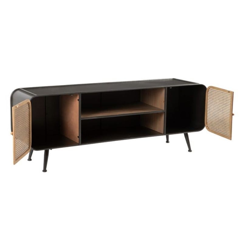 Mueble TV negro-natural madera