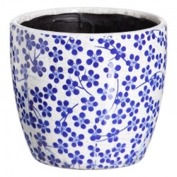 S/2 Maceteros FLOR cerámica azul 19x17cm