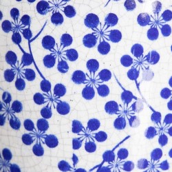 S/2 Maceteros FLOR cerámica azul 19x17cm