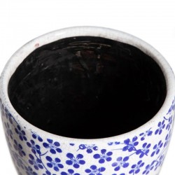 S/2 Maceteros FLOR cerámica azul 19x17cm