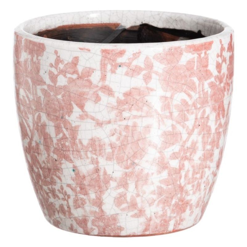 S/2 Maceteros FLOR cerámica rosa 19x17cm