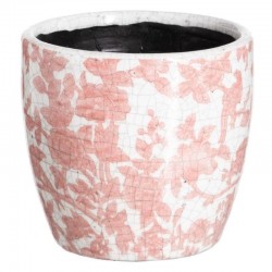 S/2 Maceteros FLOR cerámica rosa 19x17cm