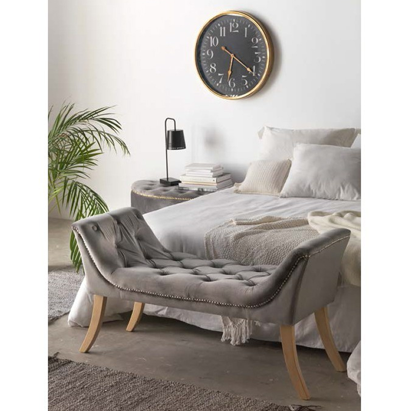 BANQUETA PIE DE CAMA TERCIOPELO GRIS