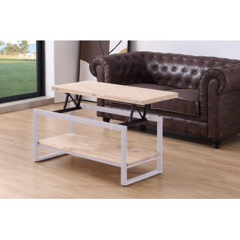 Mesa centro elevable y extensible STEVE roble nordish / blanco