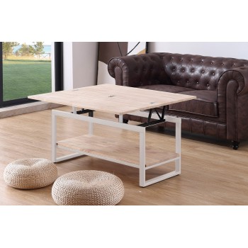 Mesa centro elevable y extensible STEVE roble nordish / blanco