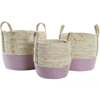 S/3 cestas fibra natural/malva 30x26cm