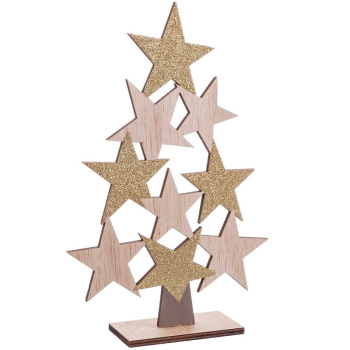 ÁRBOL ESTRELLAS MADERA ORO