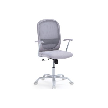 SILLON GIRATORIO MAGGIE EVO TEJIDO GRIS PEARL / ESTRUCTURA BLANCA.