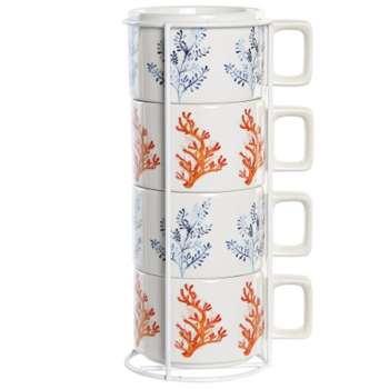 Café Set 4 Dolomite/Metal /260 ML CORAL