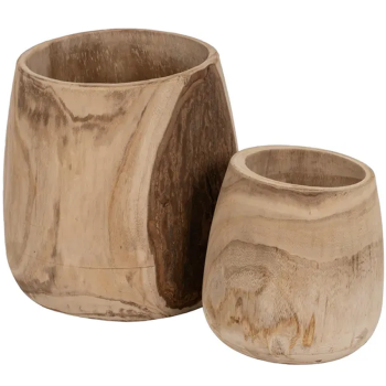 SET 2 Maceteros PAULONIA /Madera /Natural /38x45x45cm