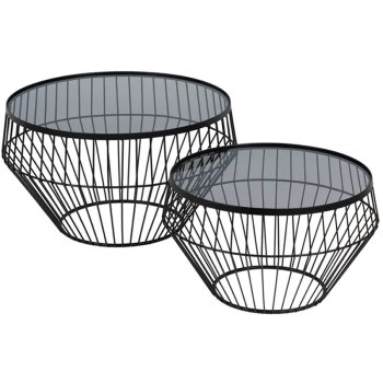 SET 2 Mesas Centro CAGE /Metal-Cristal /73x73x40cm