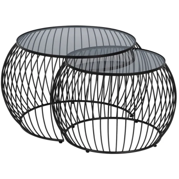 SET 2 Mesas Centro NEST /Metal-Cristal /89x80x51cm