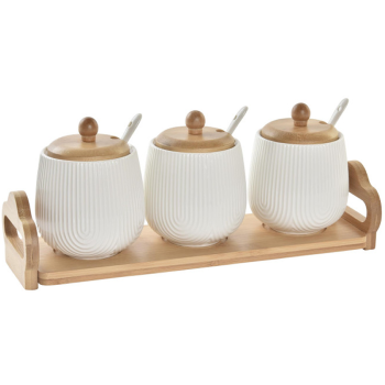 Set 4 SALSERA /Porcelana-Bambú /Blanco /31x9x6.5cm