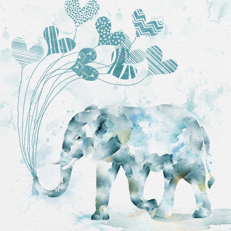 Cuadros elefantes azul 60x60